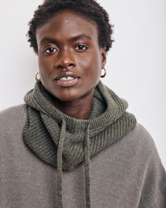 Cagoule Femme en Laine & Cachemire Vert Militaire Mellon