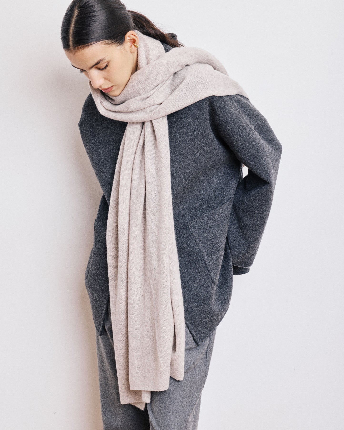 Echarpe Femme en Laine & Cachemire Beige Ment