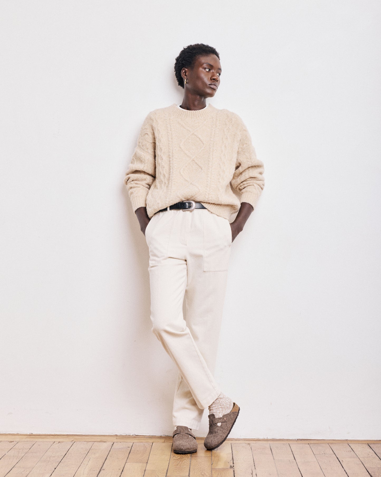 Pull Femme en Laine Torsadée Ecru Maloya