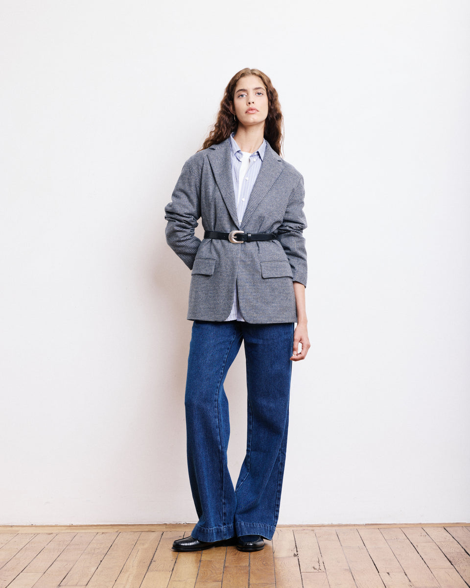 Chaqueta Mujer en Lana Victo azul marino y gris - Image alternative