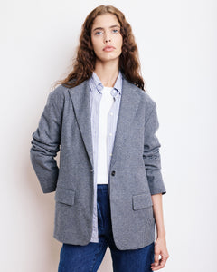 Veste Femme en Laine Bleu Marine & Gris Victo
