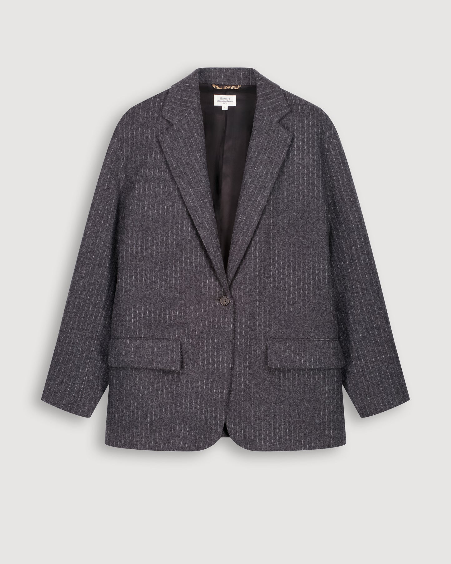 Victo Women's Anthracite Grey Striped Wool Flannel Jacket