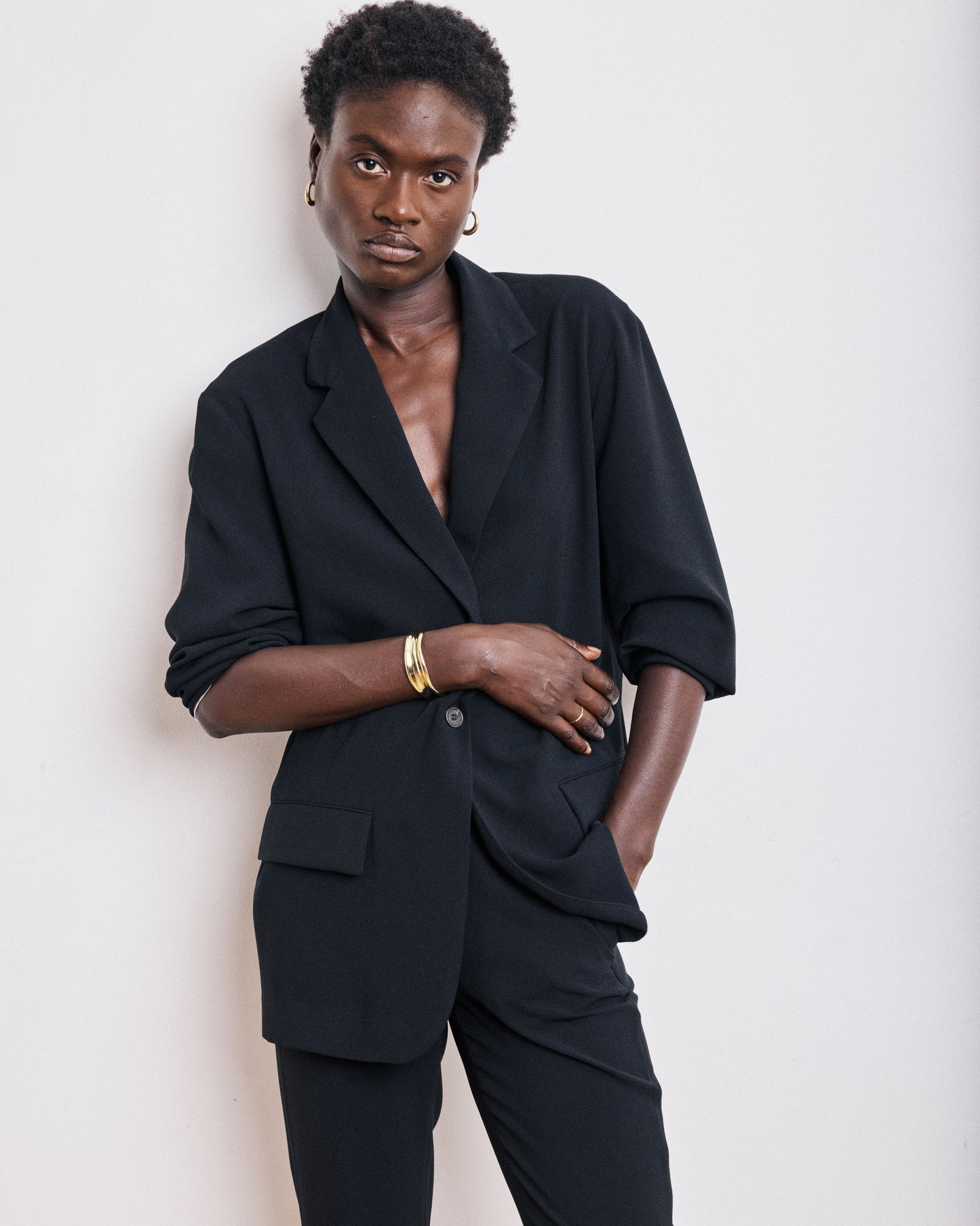 Veste Femme en Crêpe Noir Victo