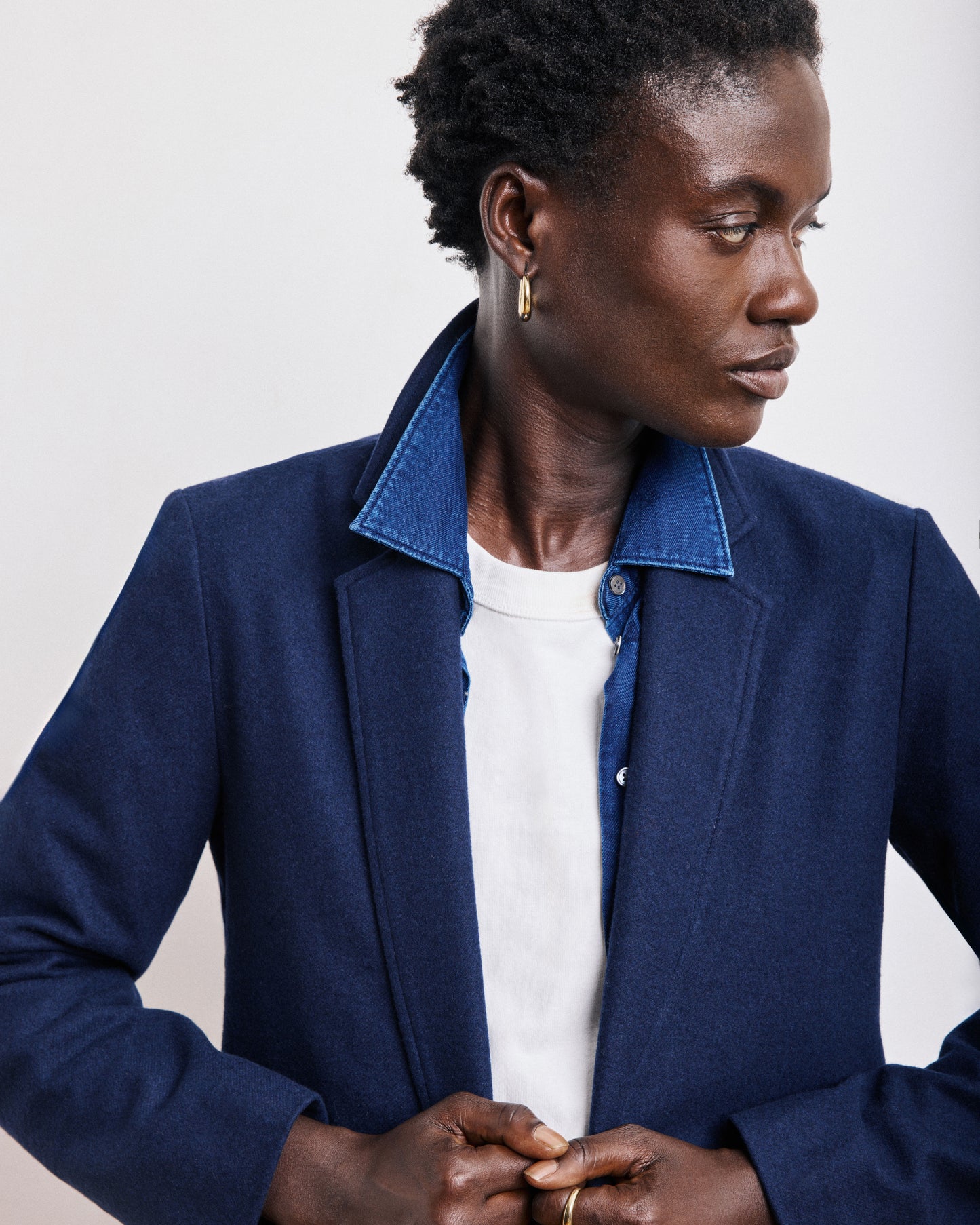 Veste Femme en Flanelle de Laine Bleu Marine Virna