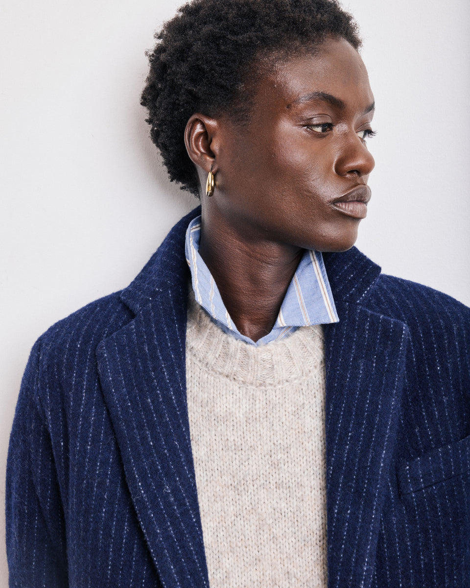 Chaqueta Mujer en Lana à Rayas Azul marino y crudo Vittorio - Image alternative