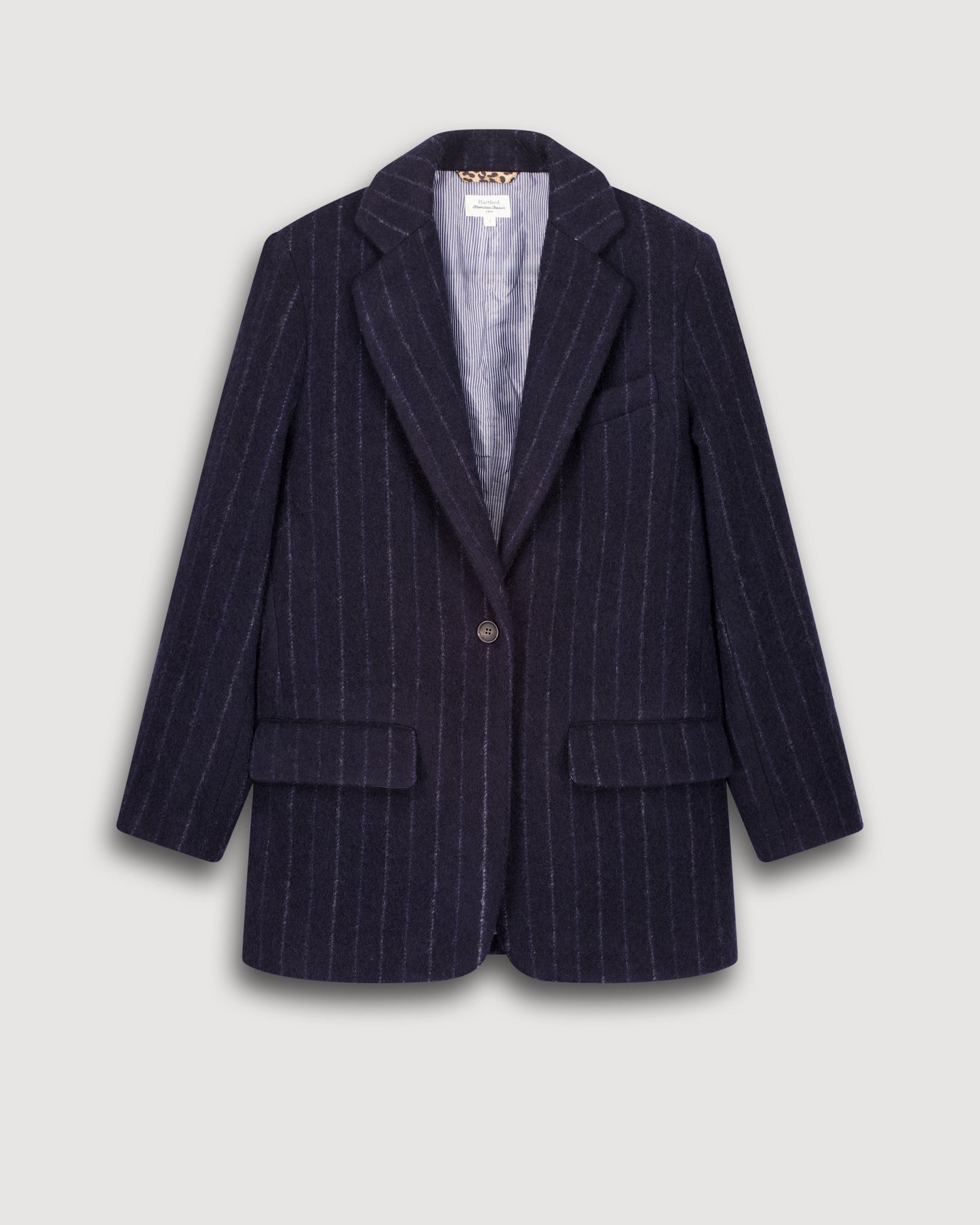 Vittorio Women's Navy Bue & Off-White Striped Wool Jacket
