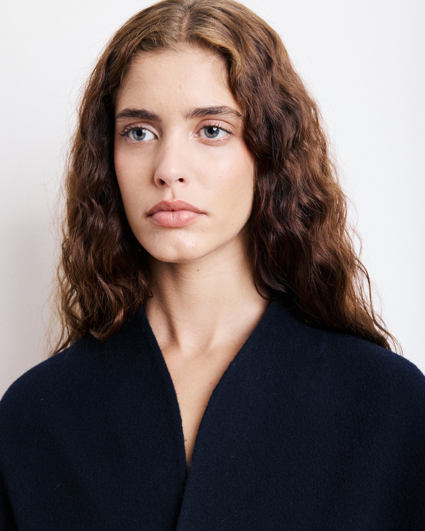 Manteau Femme en Laine Double Face Bleu Marine Vanelle