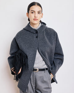 Manteau Femme en Laine Double Face Anthracite Vesper