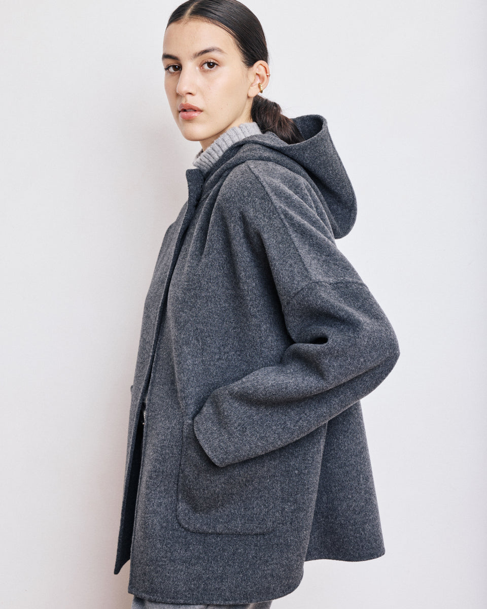 Manteau Femme en Laine Double Face Anthracite Vesper - Image 3