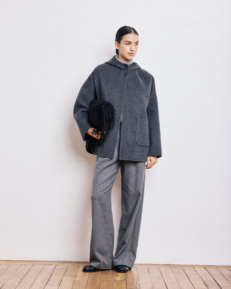 Abrigo Mujer en Lana Doble Cara Antracita Vesper - Image alternative