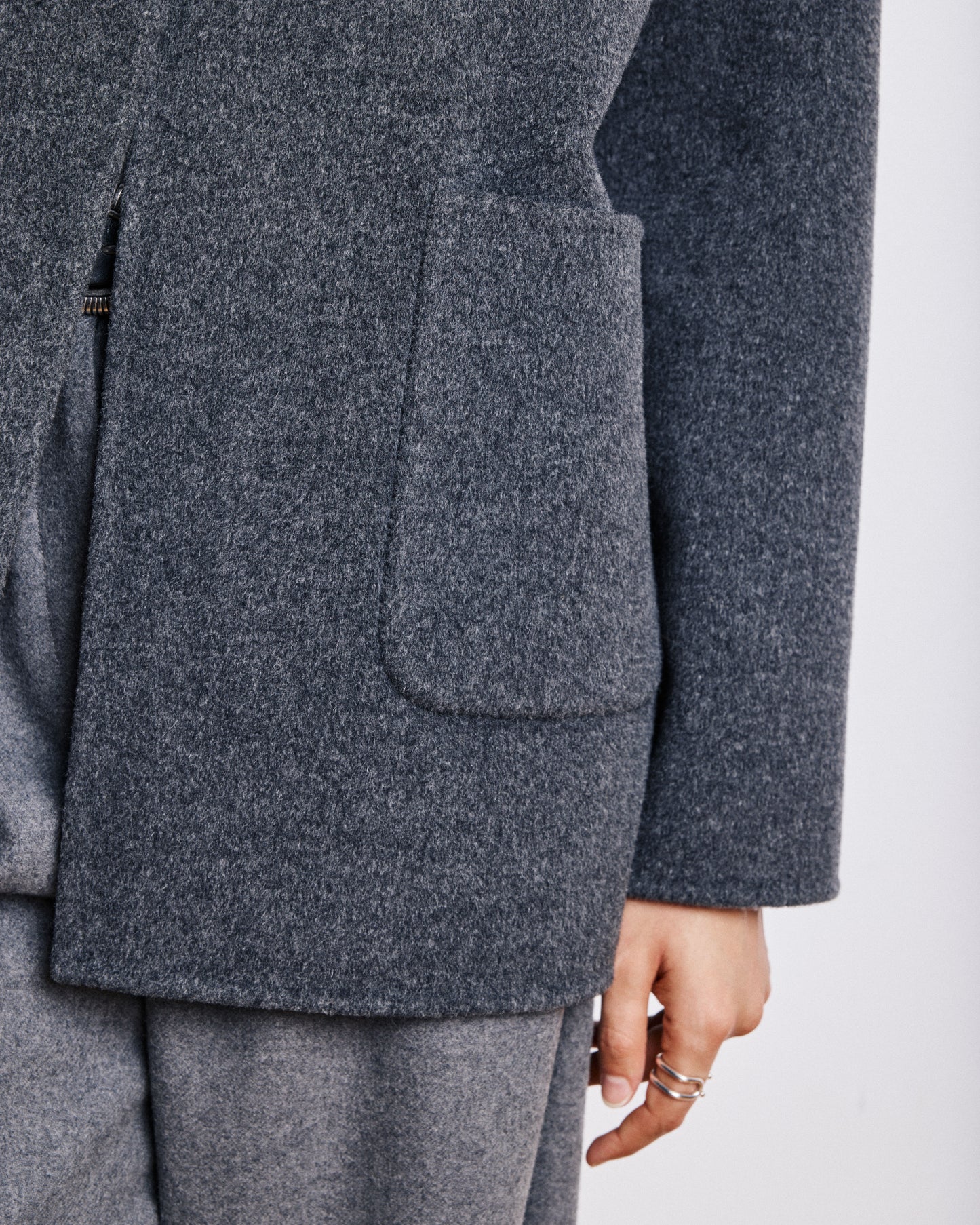 Manteau Femme en Laine Double Face Anthracite Vesper