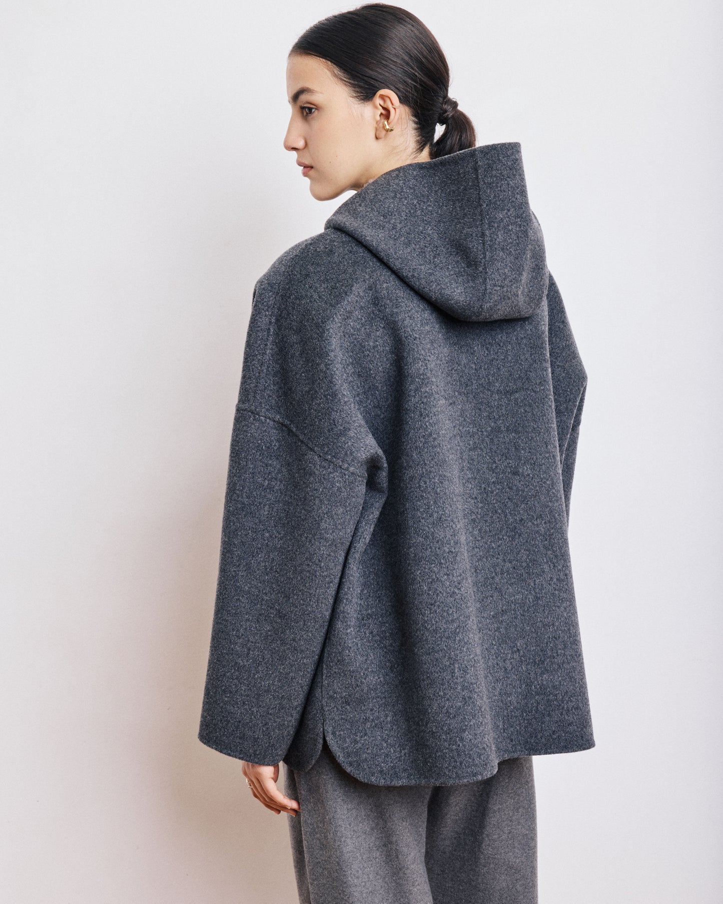 Manteau Femme en Laine Double Face Anthracite Vesper