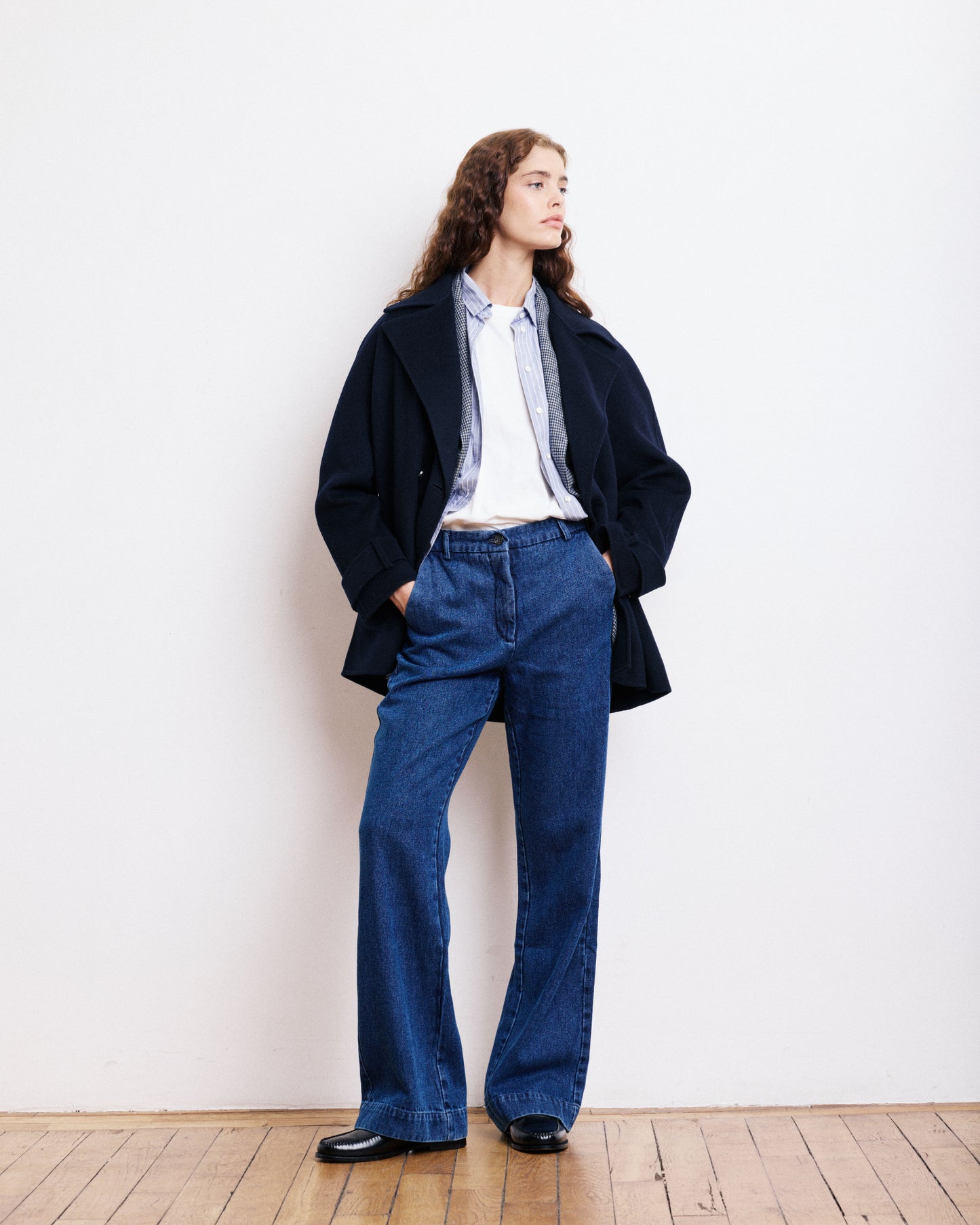 Manteau Femme en Laine Double Face Bleu Marine Varda