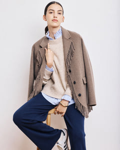 Veste Femme en Laine Double Face Taupe Chiné Vermont