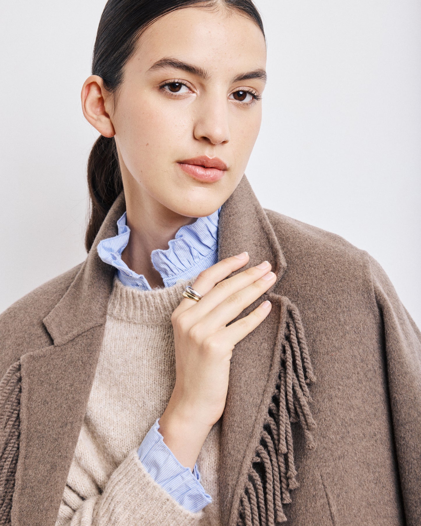 Veste Femme en Laine Double Face Taupe Chiné Vermont