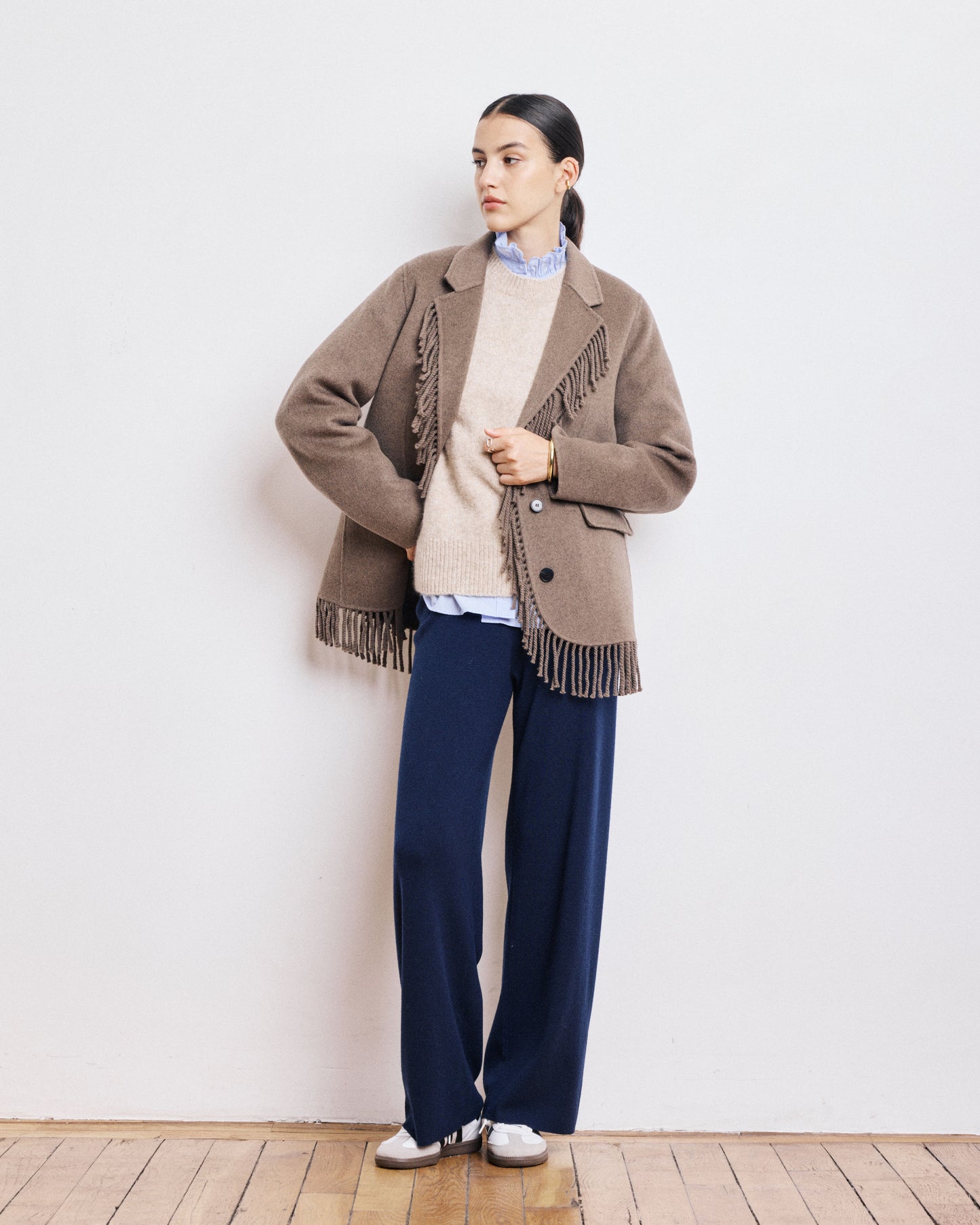 Veste Femme en Laine Double Face Taupe Chiné Vermont