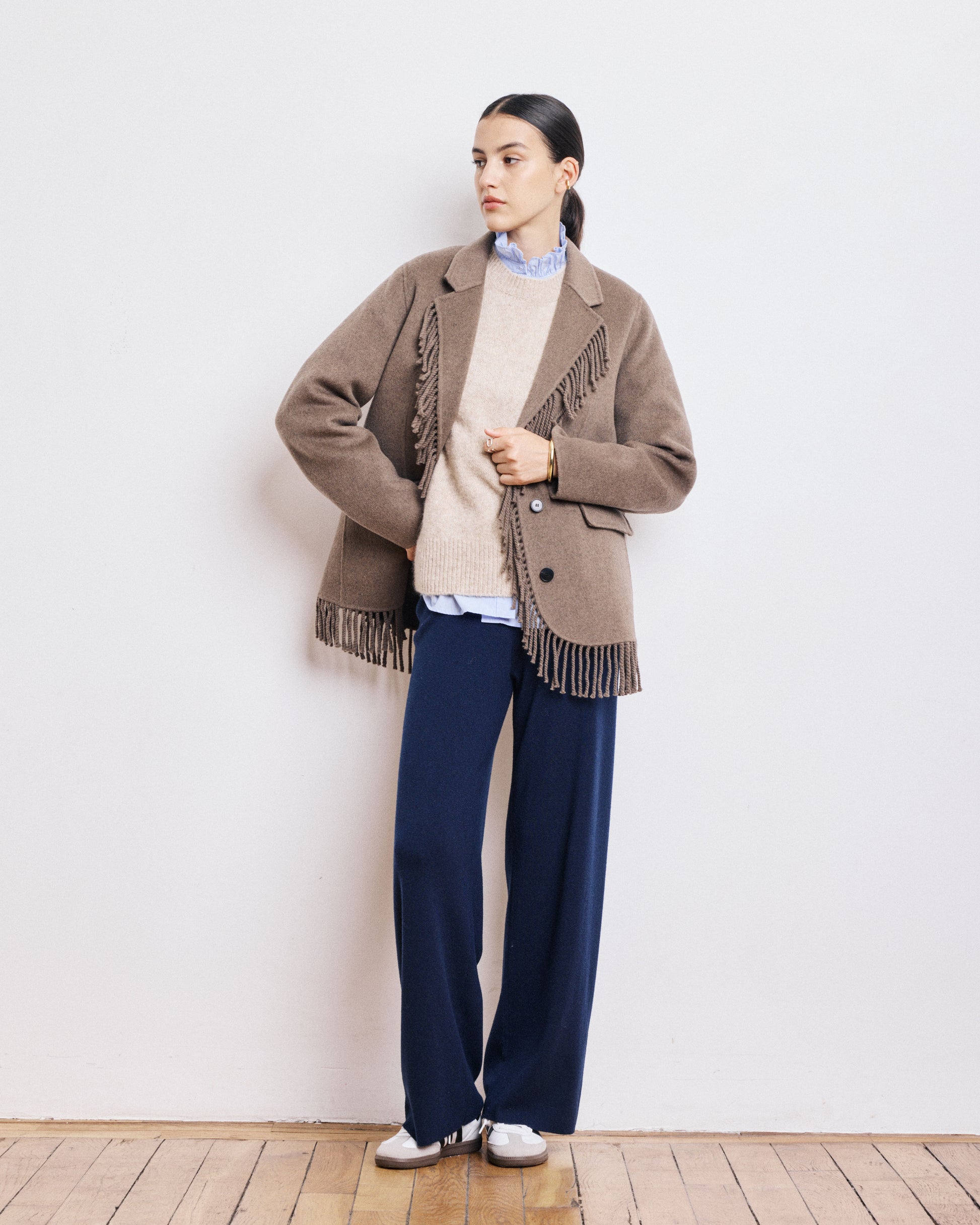 Veste Femme en Laine Double Face Taupe Chiné Vermont