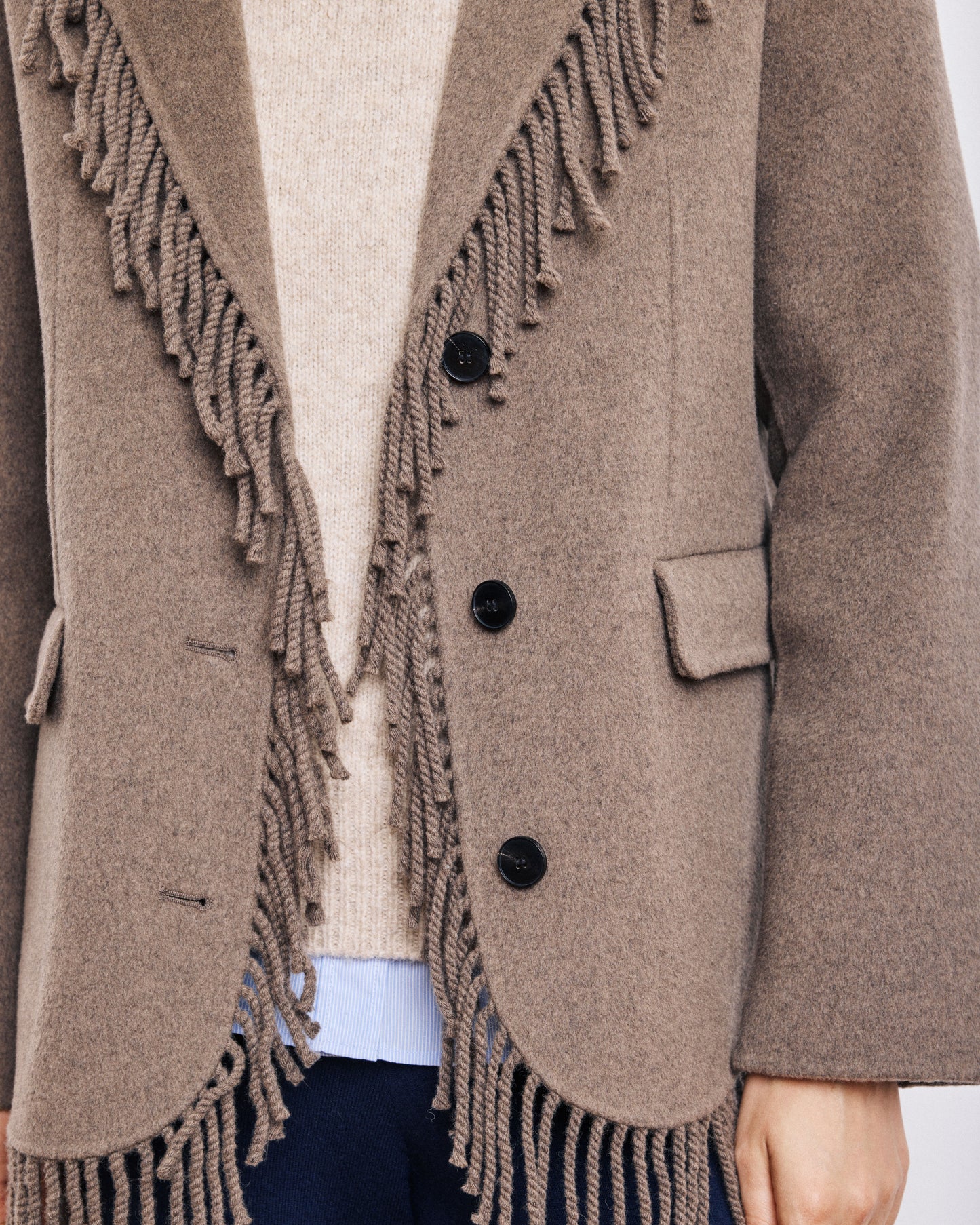 Veste Femme en Laine Double Face Taupe Chiné Vermont