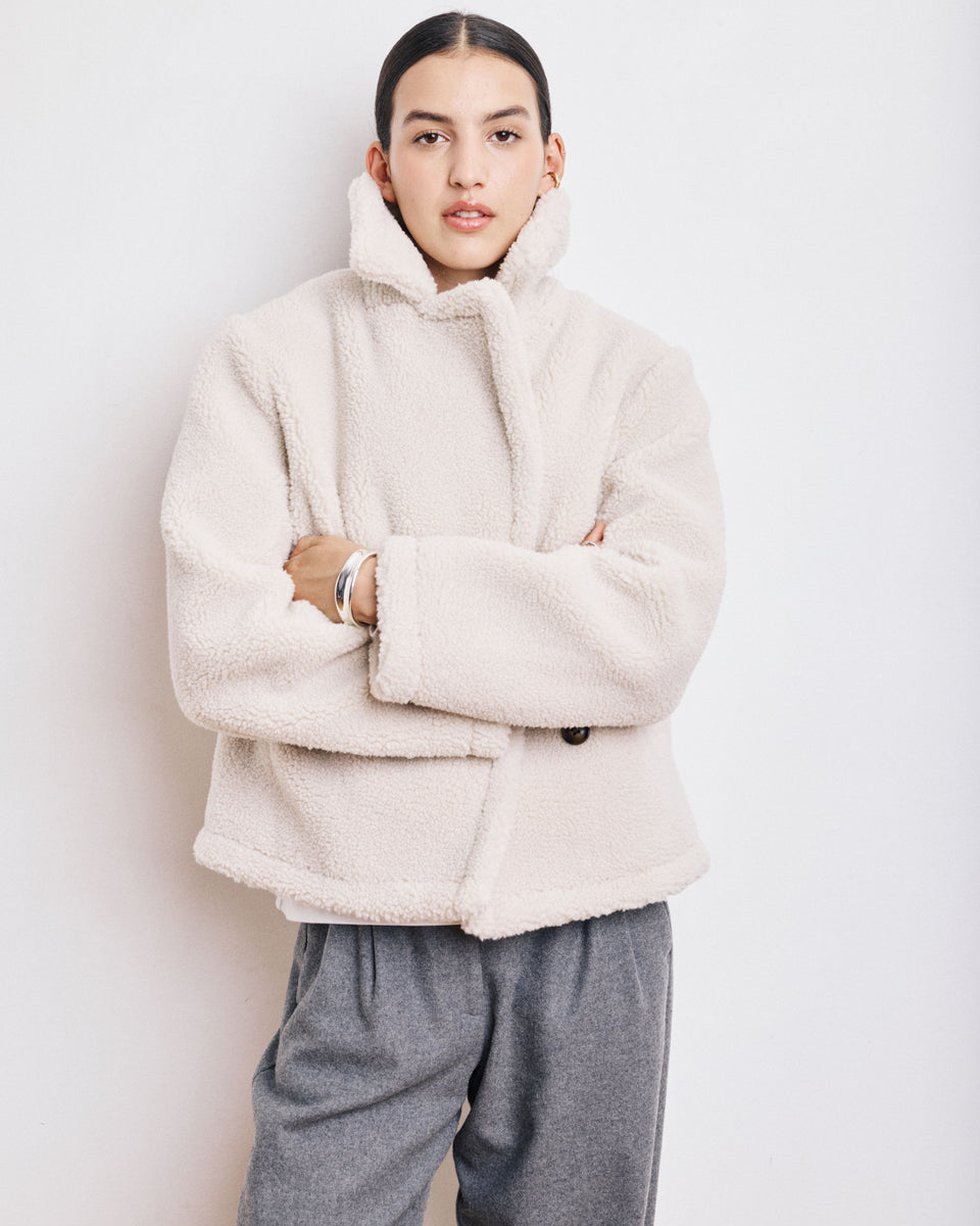 Manteau Femme en Sherpa Ecru Vegas - Image 3