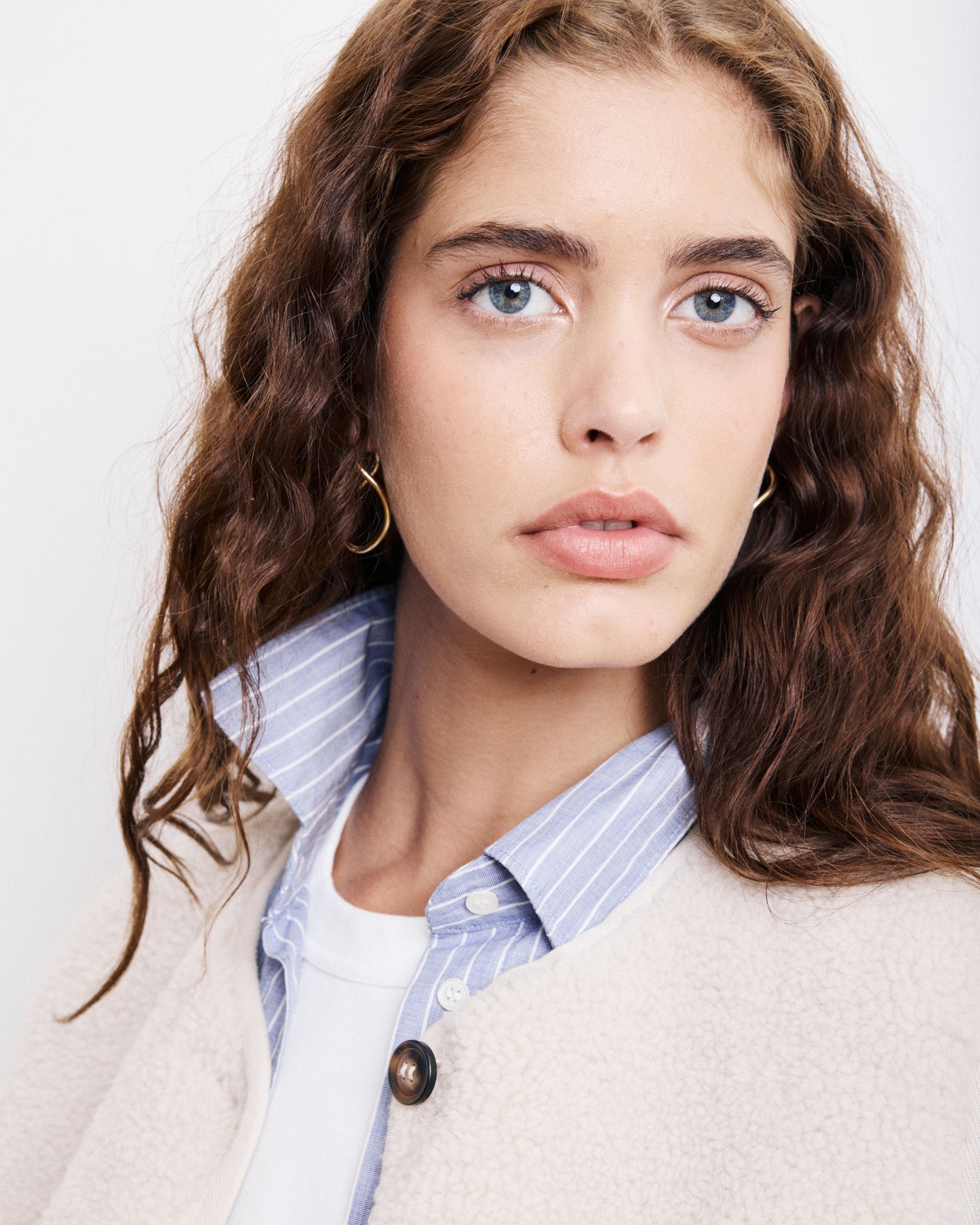 Gilet Femme en Fausse Fourrure Bouclée Ecru Veon
