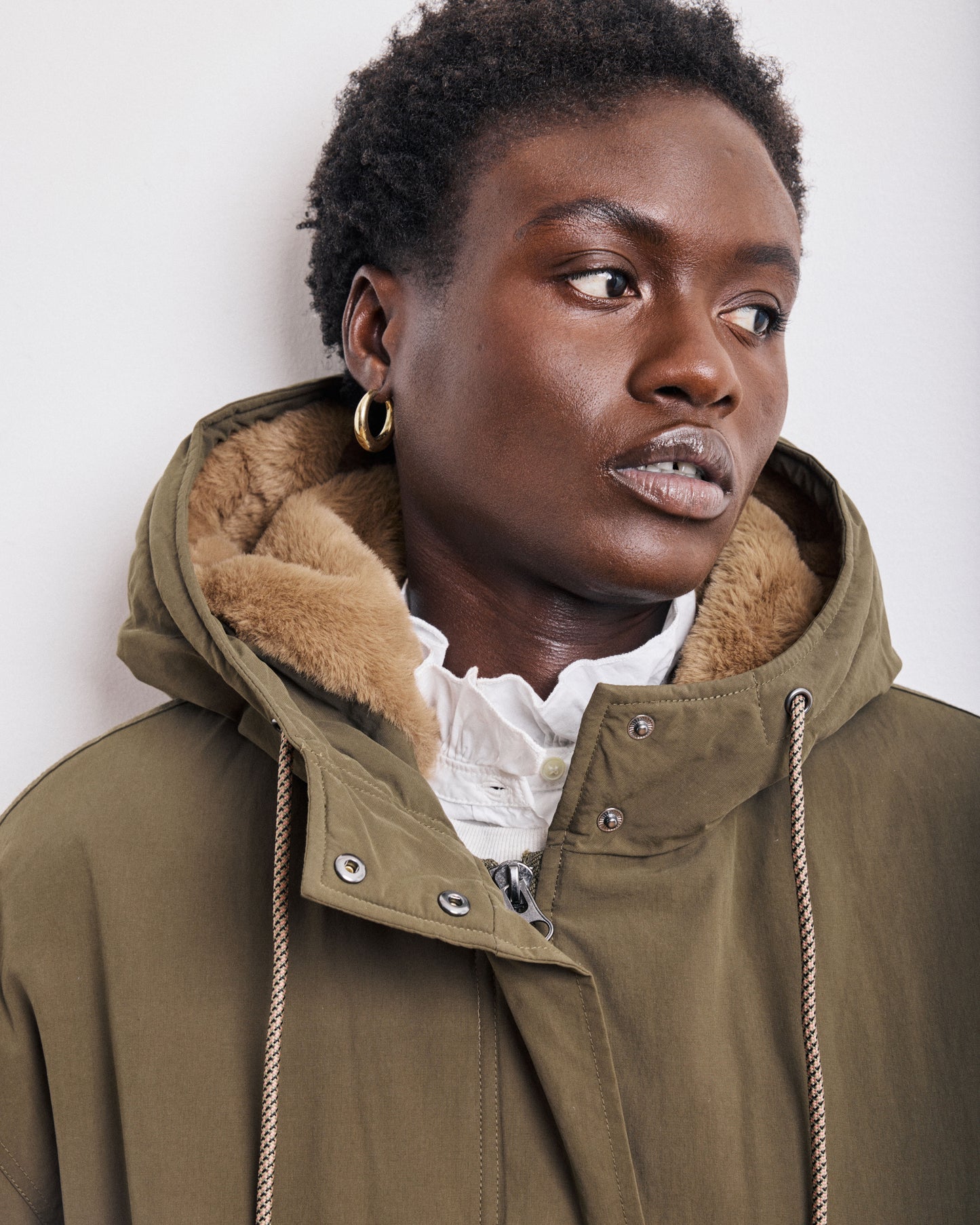 Parka Femme en Nylon & Coton Déperlante Vert Militaire Vader