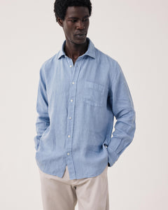 Paul Light Blue Linen Men's Shirt BF01001-64