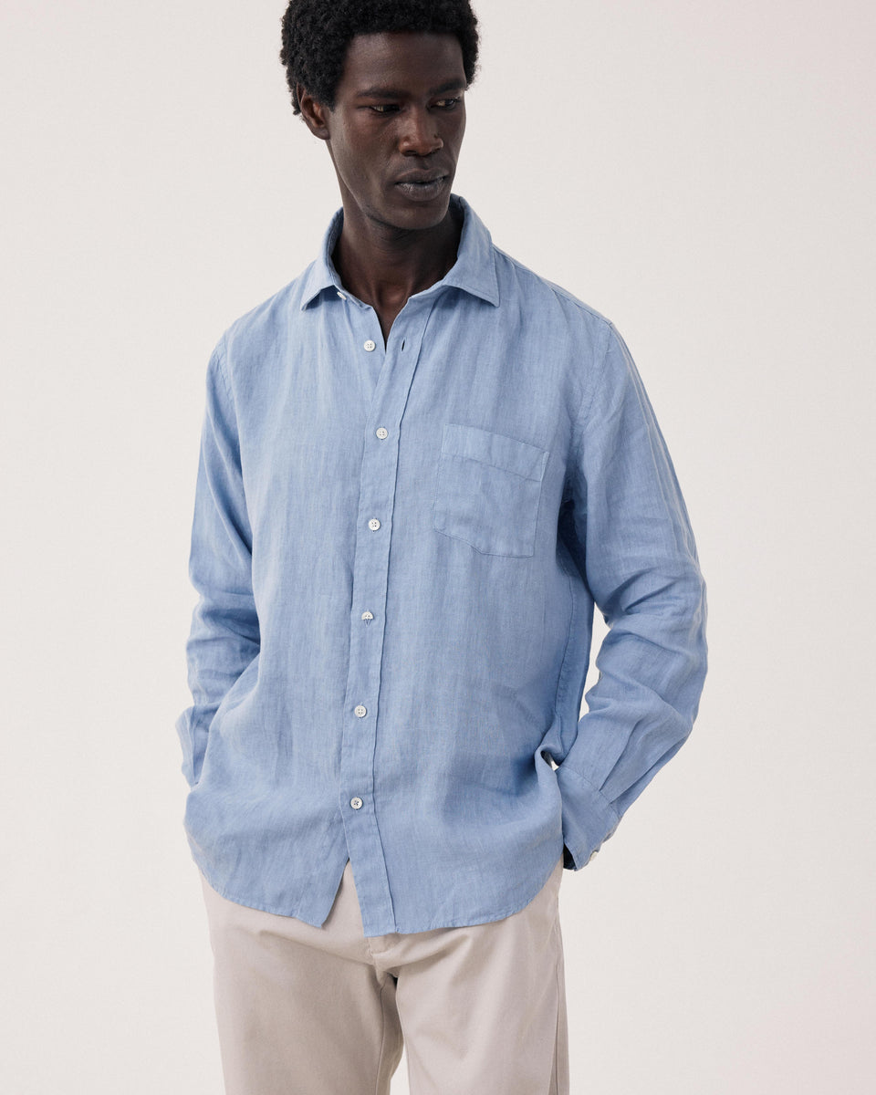 Paul Men's Light Blue Linen Shirt - Image principale