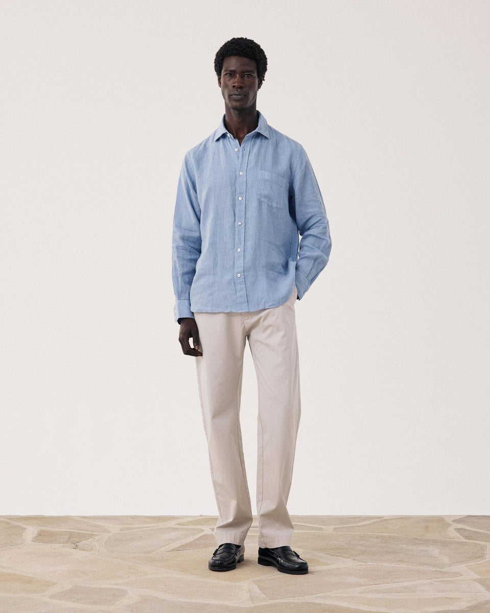 Paul Men's Light Blue Linen Shirt - Image alternative
