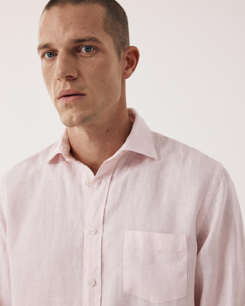 Chemise Homme en Lin Rose Pâle Paul - Image 3