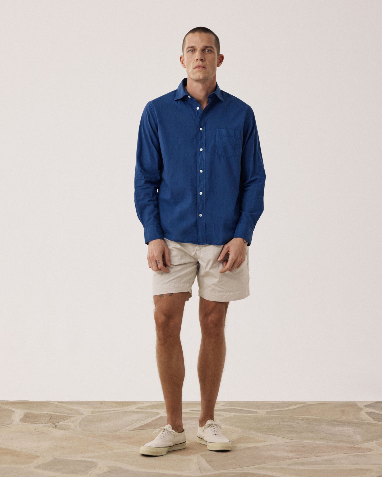 Chemise Homme en Voile de Coton Bleu Indigo Paul BF01002-60