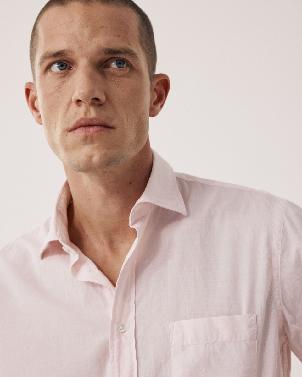 Paul Men's Faded Pink Cotton Voile Shirt - Image alternative