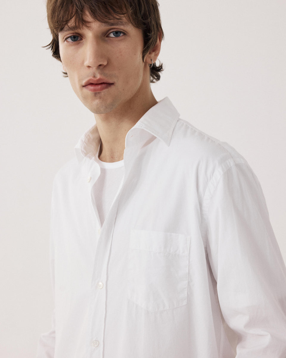 Camisa de gabardina de algodón blanco para hombre Paul - Image 3