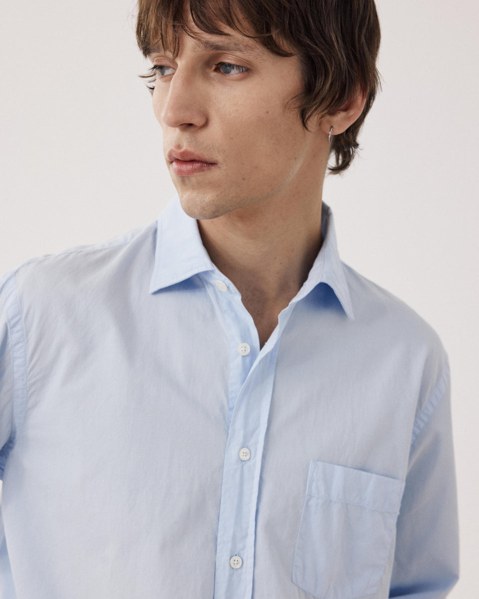 Camisa de gabardina de algodón azul cielo para hombre Paul - Image 3