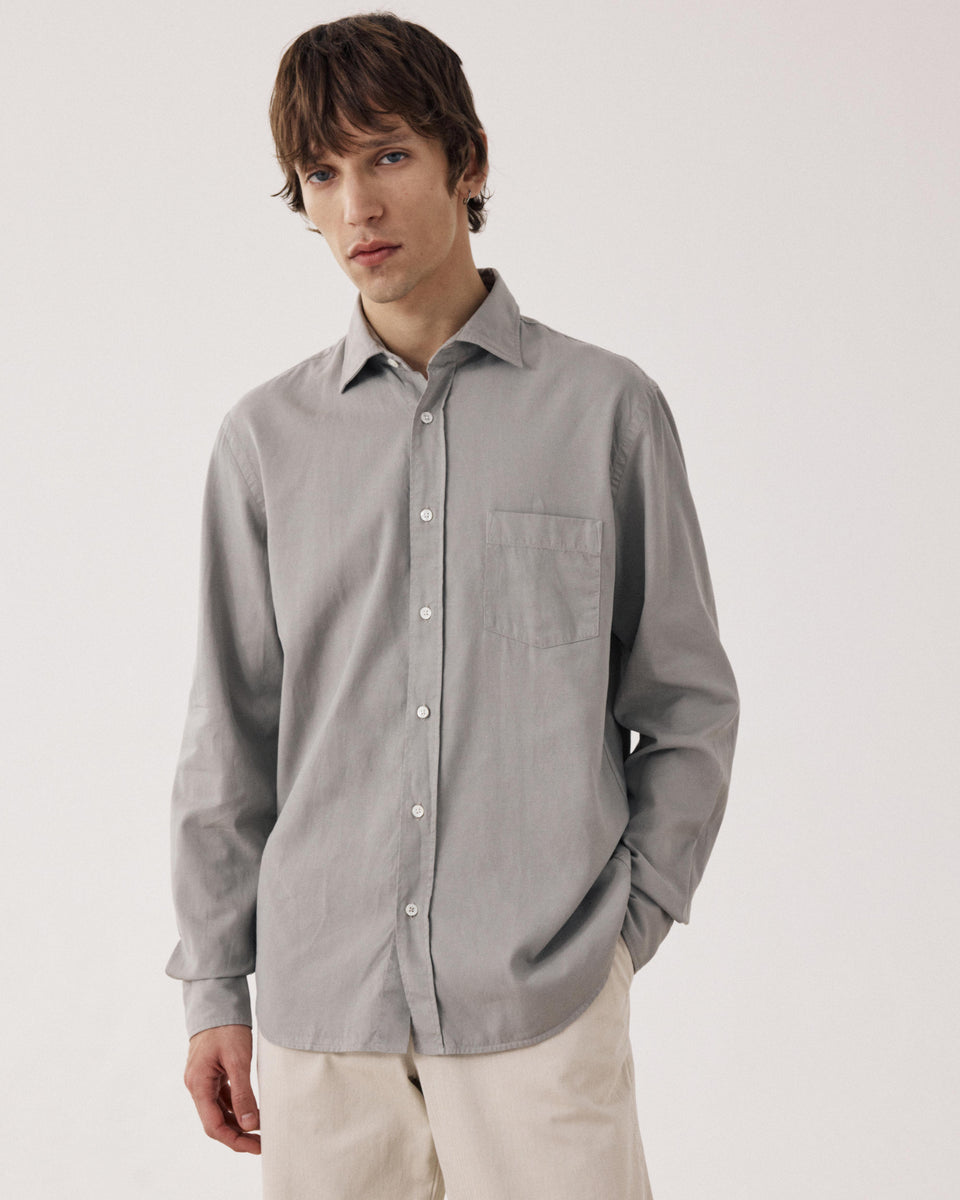 Camisa de tencel & algodón verde salvia para hombre Paul - Image 3