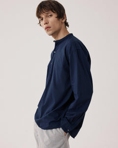 Chemise Homme en Voile de Coton Bleu Marine Faldo