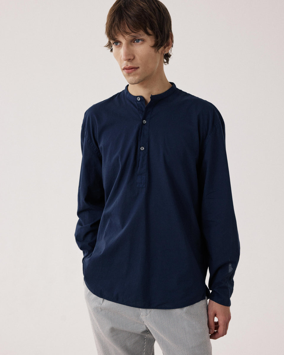 Faldo Men's Navy Blue Cotton Voile Shirt - Image alternative