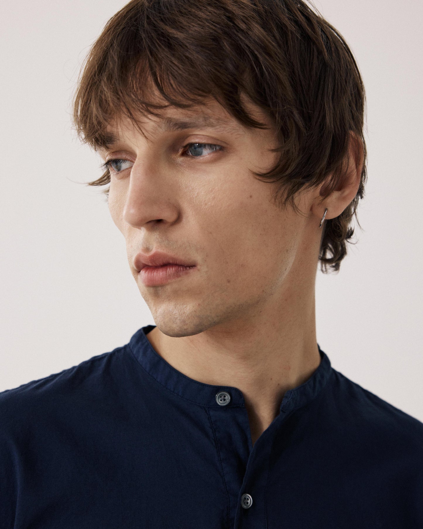 Chemise Homme en Voile de Coton Bleu Marine Faldo