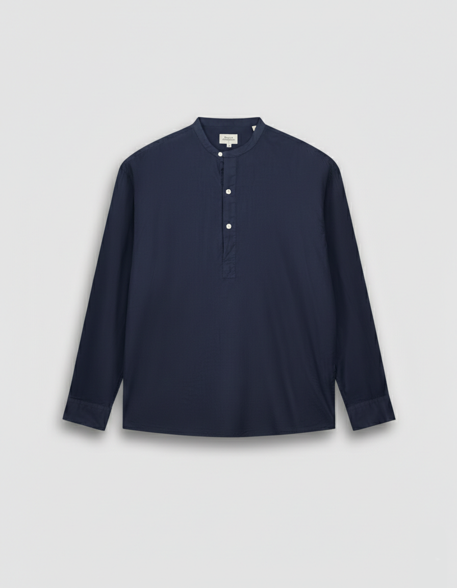 Chemise Homme en Voile de Coton Bleu Marine Faldo