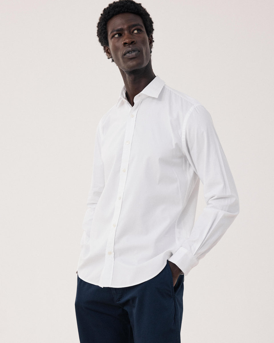 Sammy Men's White Cotton Oxford Shirt - Image principale