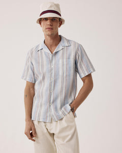 Men's Blue Palmito Linen & Cotton Shirt BF14020-02