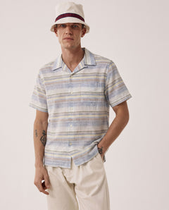 Palmito Men's Blue Linen & Cotton Shirt