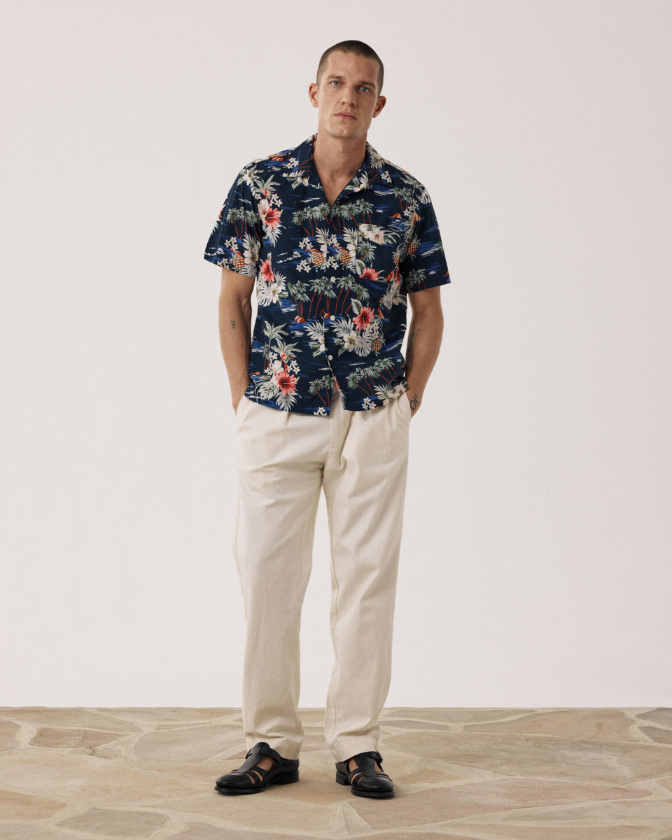 Chemise Homme en Coton Imprimé Tropical Bleu Palmito - Image alternative