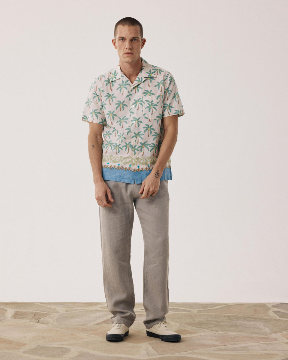 Chemise Homme en Coton Imprimé Palmiers Ecru Palmito - Image alternative