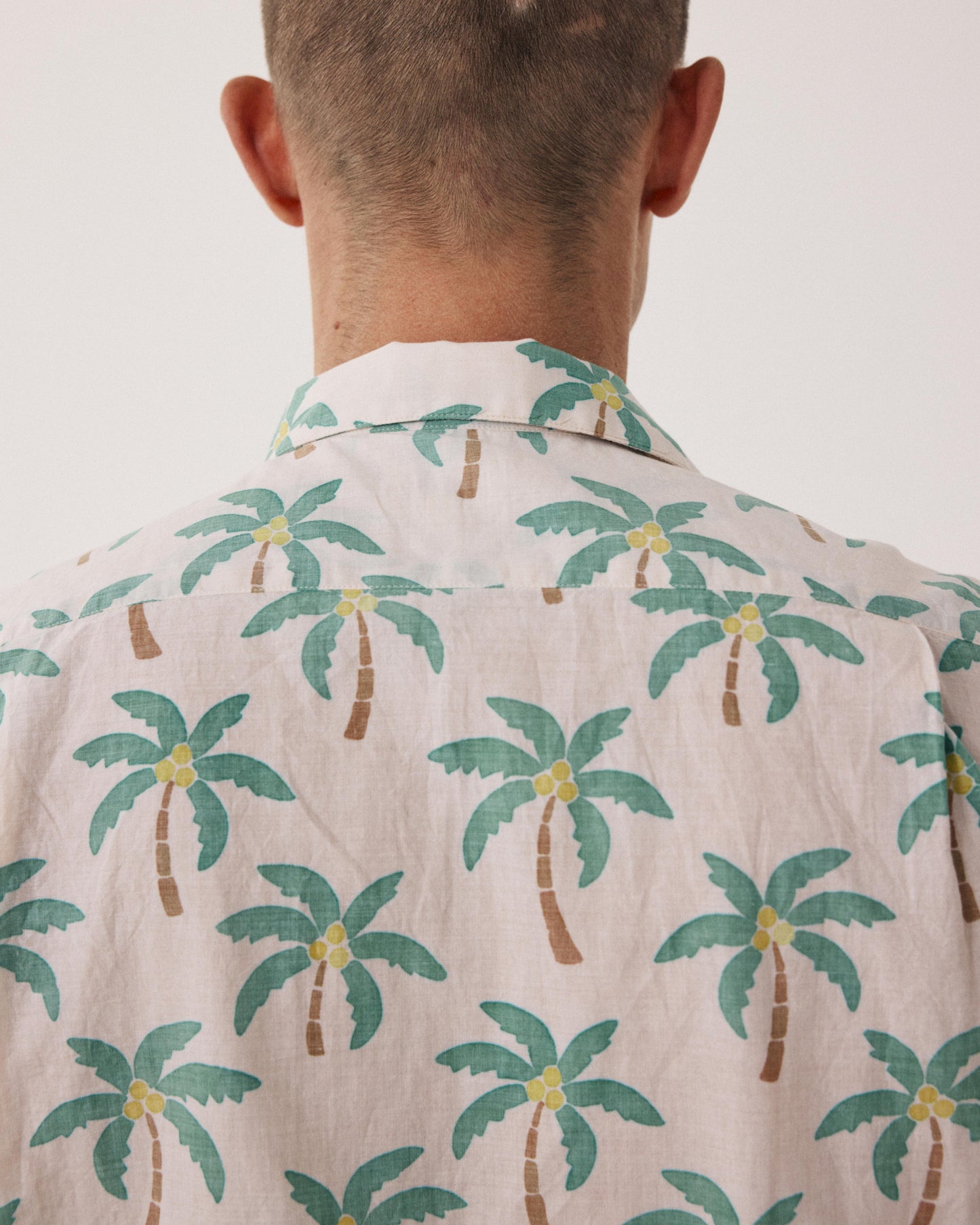 Men's Cotton Shirt with Palms Print, Off-white Palmito BF14033-01