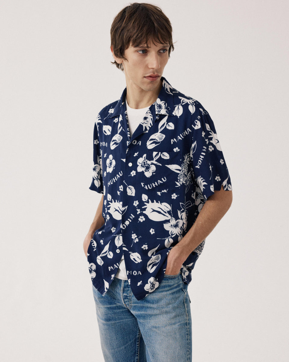 Palmito Men's Navy Blue Viscose Shirt - Image principale