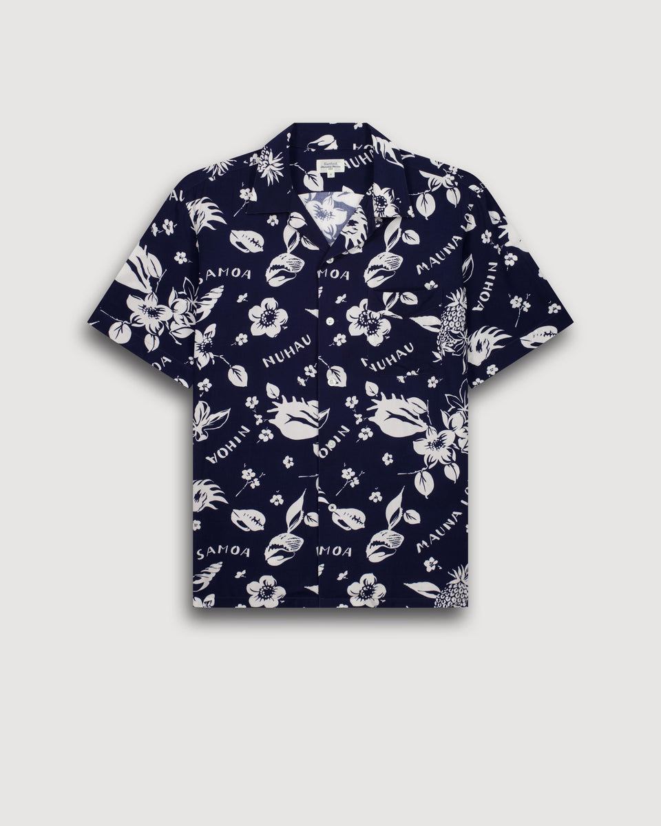 Camisa Hombre en Viscosa Azul marino Palmito - Image 3