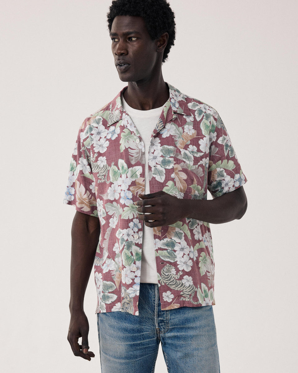 Chemise Homme en Viscose imprimé Hawaii Rouge Palmito - Image principale