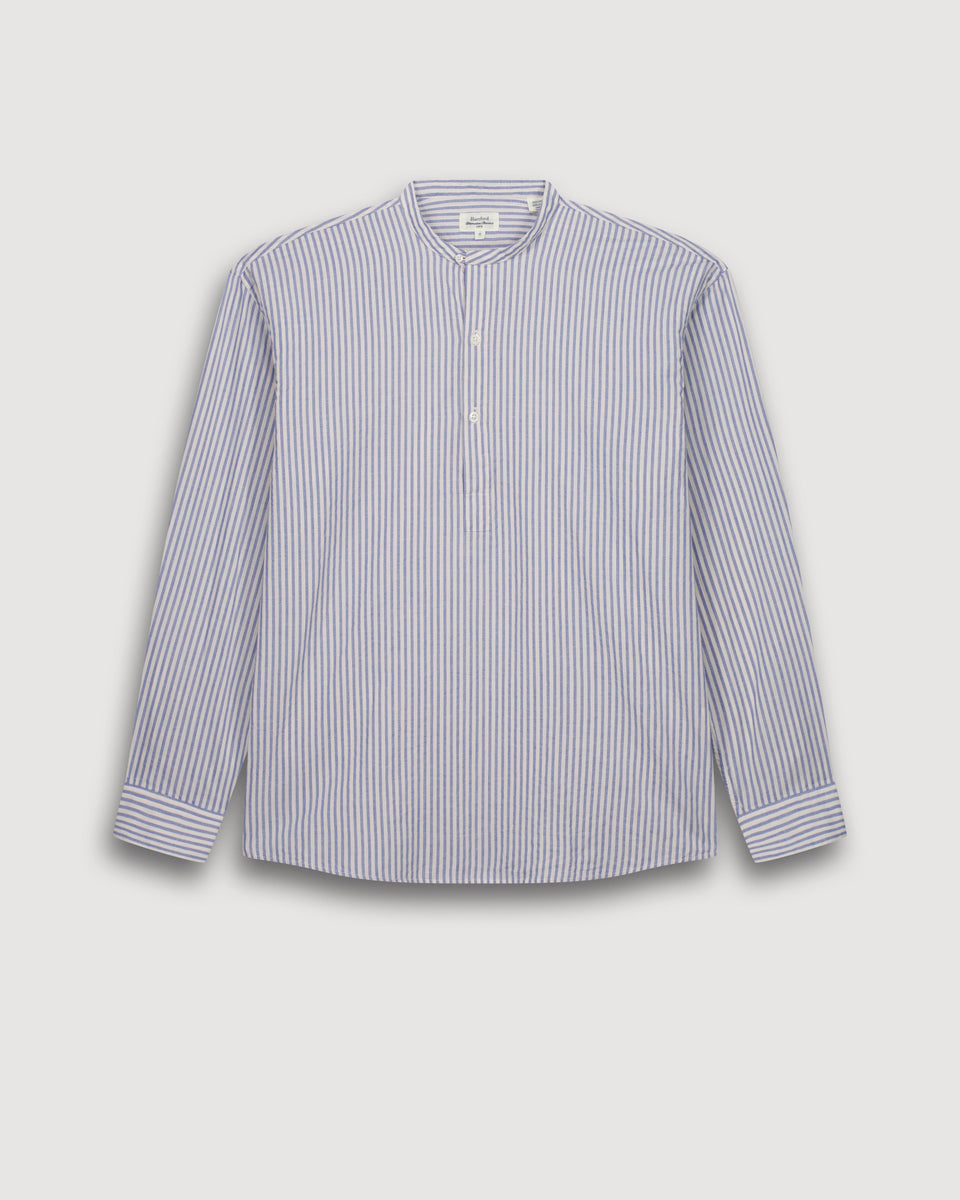 Camisa de dobby azul y crudo para hombre Faldo - Image 3