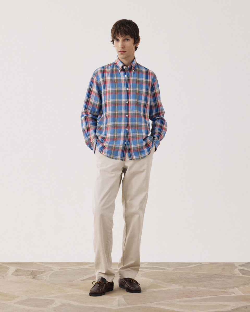 Pitt Men's Linen & Cotton Madras Shirt - Image alternative