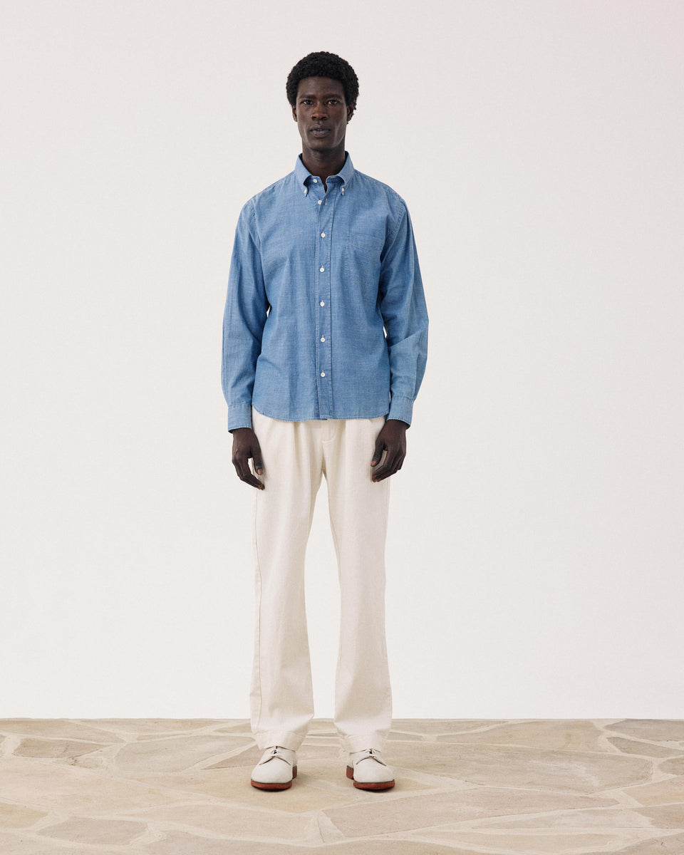 Chemise Homme en Chambray Léger Bleu Indigo Pitt - Image alternative